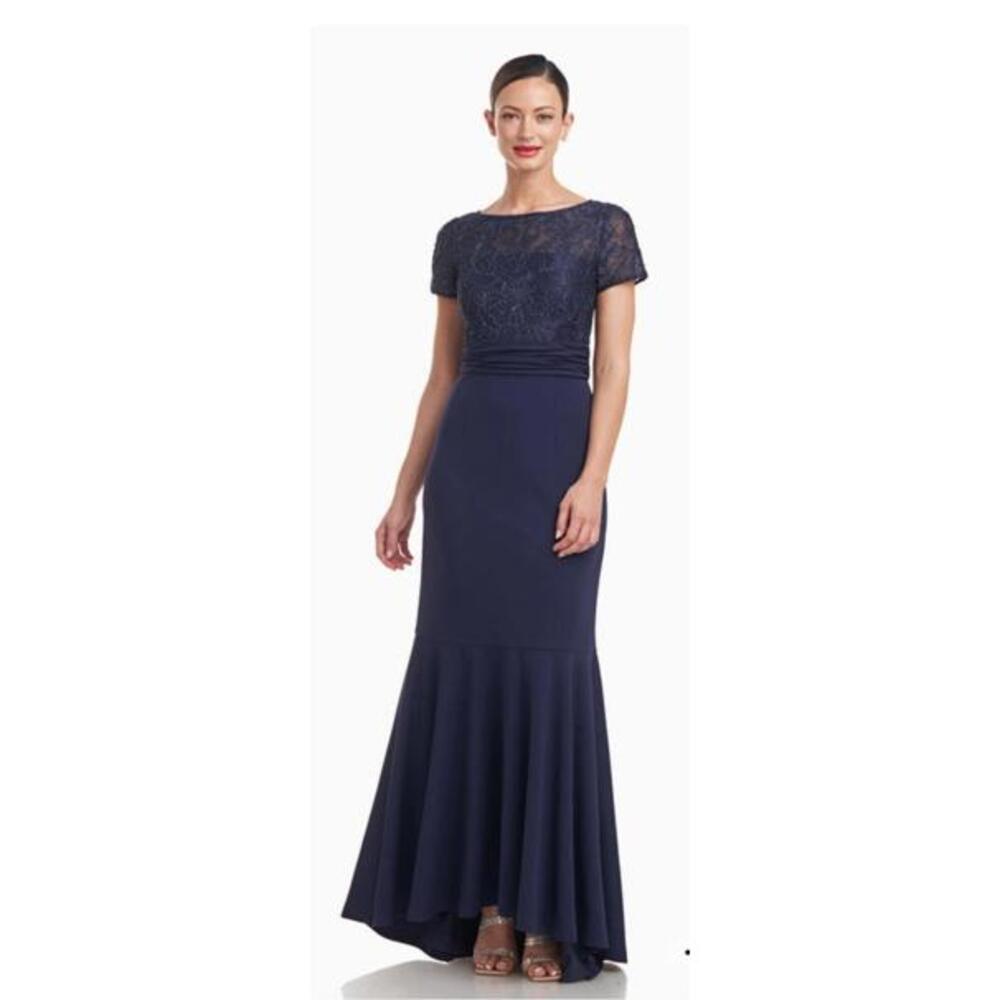 JS Collections Dress Womens‎ 8 Blue Beaded Lace Mermaid Long Gown Formal Evening